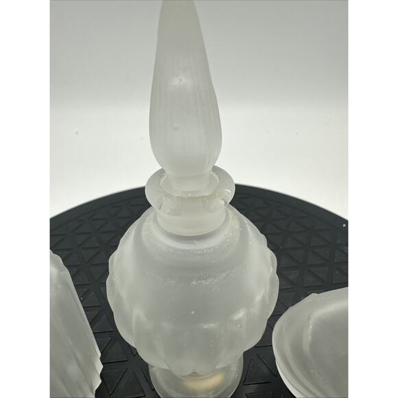 Lot Of 3 Vintage Handcrafted for Silvestri Frosted Crystal Perfume Bottles - Picture 2 of 5